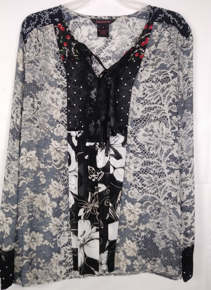 Francesca Rose Floral Lacey Size S Rayon Blouse